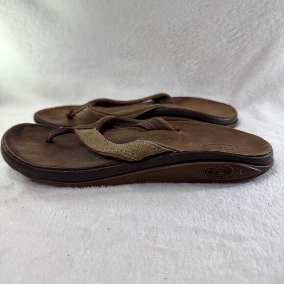 Chaco Women's Leather Flip Flops Size 9 Brown Sandals Comfortable & Durable - Picture 3 of 7